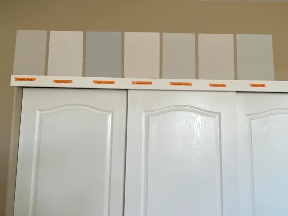 Color consultation paint swatches on wall