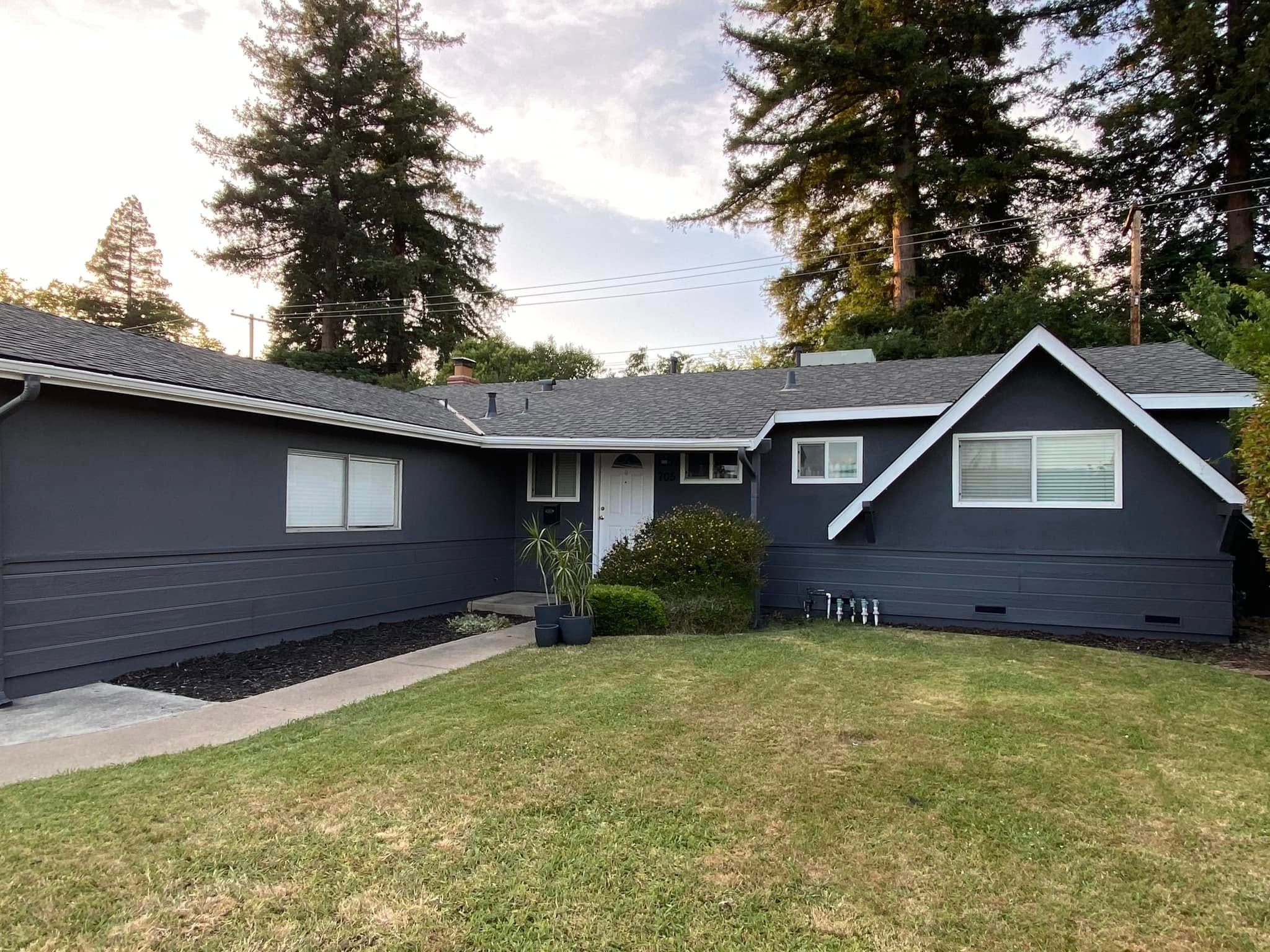 Ranch home exterior charcoal gray repaint