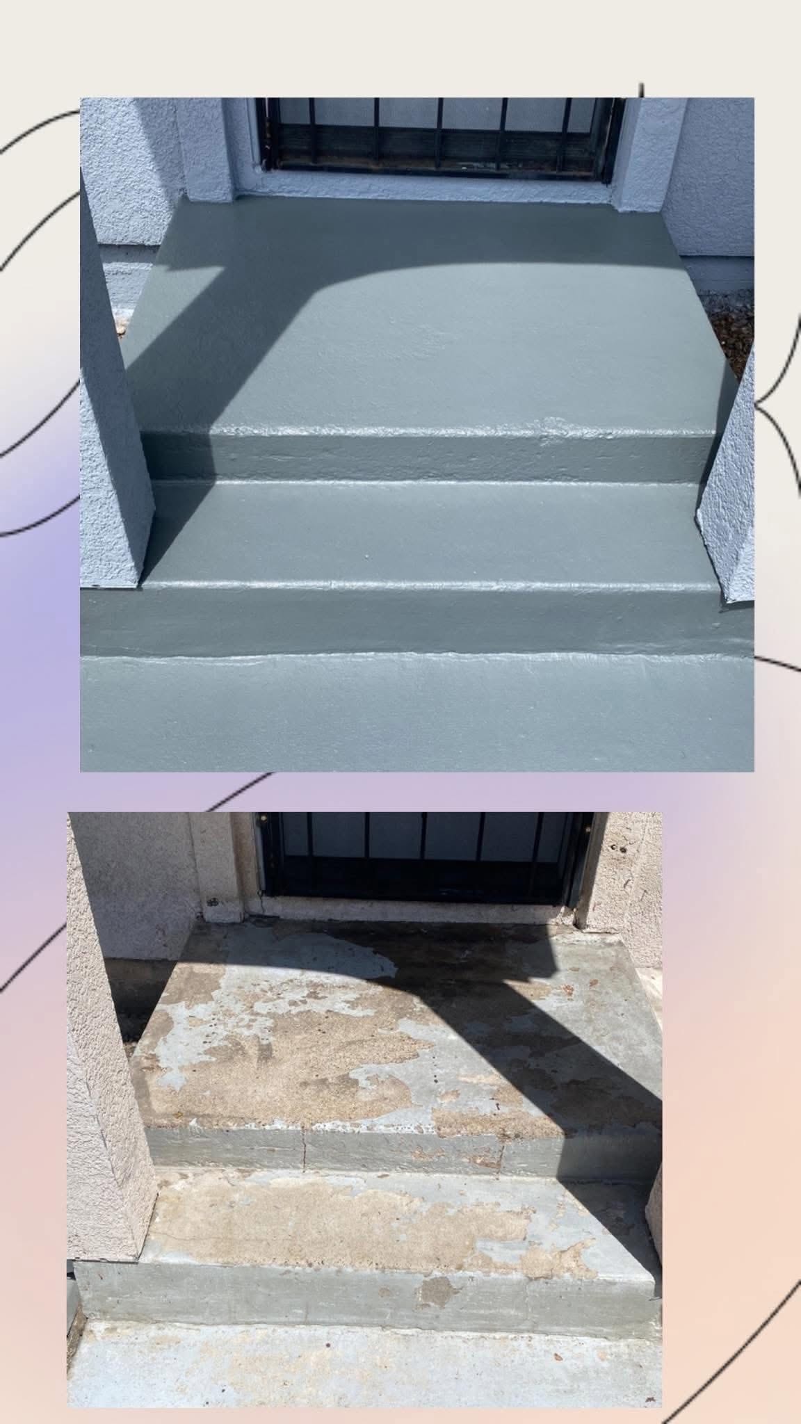 Staircase repair and repaint before and after